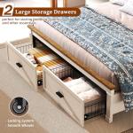 Farmhouse King Bed Frame with Storage & LED Charger