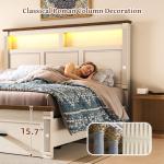 Farmhouse King Bed Frame with Storage & LED Charger