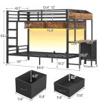 Twin Over Twin Metal Bunk Bed with Desk & Storage