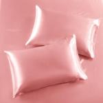 Blush Pink Satin Twin Bed Set with Pillows