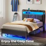 Twin Bed Frame with Charging Station & LED Lights