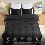 Cosmoluxe King Size Comforter Set, Satin Comforter Sets for All Season, 3 Pieces Reversible Lightweight and Breathable Bedding Sets with 1 Silky Comforter and 2 Pillow Shams (Black)