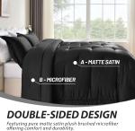 Cosmoluxe King Size Comforter Set, Satin Comforter Sets for All Season, 3 Pieces Reversible Lightweight and Breathable Bedding Sets with 1 Silky Comforter and 2 Pillow Shams (Black)