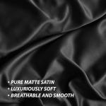 Cosmoluxe King Size Comforter Set, Satin Comforter Sets for All Season, 3 Pieces Reversible Lightweight and Breathable Bedding Sets with 1 Silky Comforter and 2 Pillow Shams (Black)