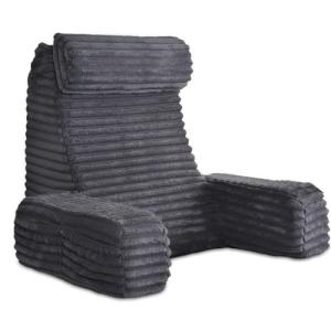 ENITYA Reading Pillow for Sitting in Bed Adult, XL Back Pillow for Bed Sitting up, Back Support Chair Pillow for Sitting up/Watching TV/Reading/Gaming/Resting/Post Surgery,Dark Grey