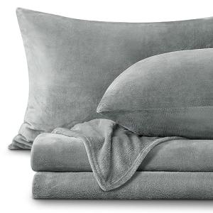 BEDELITE Fleece Sheets Queen Size Bed Set, Super Soft and Warm Fuzzy Plush Queen Sheet Set 4 Piece for Winter Gift & Decor , Includes 1 Deep Pocket Fitted Sheet, 1 Flat Sheet and 2 Pillowcases (Grey)