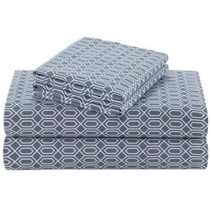 Comfort Spaces 100% Cotton Sheets Twin, Breathable, Naturally Cool Cotton Sheets, Soft Cotton Bed Sheets with 14" Elastic Pocket Fits up to 16" Mattress, All Seasons Sheet Set, Diamond Blue 3 Piece