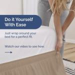 Wrap Around Dust Ruffle Bed Skirt - Cream - for Queen Size Beds with 15 in. Drop – Easy Fit Elastic Strap - Pleated Bedskirt with Brushed Fabric - Wrinkle Free, Machine Wash - by CGK Linens