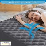 GRT Queen Size Grey Quilted Fitted Mattress Pad, 100% Waterproof Breathable Mattress Protector, Noiseless Hollow Cotton Mattress Topper, Fitted 8"-26" Deep, Dust Proof
