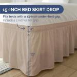 Wrap Around Dust Ruffle Bed Skirt - Cream - for Queen Size Beds with 15 in. Drop – Easy Fit Elastic Strap - Pleated Bedskirt with Brushed Fabric - Wrinkle Free, Machine Wash - by CGK Linens