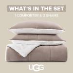 UGG Blissful Comforter Set with 2 Pillow Shams, Warm Winter Bedding, Fluffy Reversible Down Alternative Bedding, King/California King Size Comforter Set, Brown Fawn