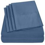 Queen Sheets Denim - 6 Piece 1500 Supreme Collection Fine Brushed Microfiber Deep Pocket Queen Sheet Set Bedding - 2 Extra Pillow Cases, Great Value, Queen, Denim