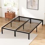 NEWBULIG Metal Bed Frame - Queen Size Metal Platform Bed Frame Mattress Foundation with Steel Slat Support, No Box Spring Needed, Storage Space Under Frame, Easy Assembly