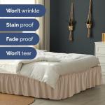 Wrap Around Dust Ruffle Bed Skirt - Cream - for Queen Size Beds with 15 in. Drop – Easy Fit Elastic Strap - Pleated Bedskirt with Brushed Fabric - Wrinkle Free, Machine Wash - by CGK Linens