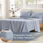 Comfort Spaces 100% Cotton Sheets Twin, Breathable, Naturally Cool Cotton Sheets, Soft Cotton Bed Sheets with 14" Elastic Pocket Fits up to 16" Mattress, All Seasons Sheet Set, Diamond Blue 3 Piece