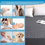 GRT Queen Size Grey Quilted Fitted Mattress Pad, 100% Waterproof Breathable Mattress Protector, Noiseless Hollow Cotton Mattress Topper, Fitted 8"-26" Deep, Dust Proof