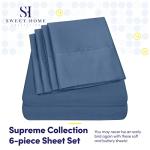Queen Sheets Denim - 6 Piece 1500 Supreme Collection Fine Brushed Microfiber Deep Pocket Queen Sheet Set Bedding - 2 Extra Pillow Cases, Great Value, Queen, Denim