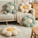 Novabright 2 Pcs Smile Flower Throw Pillows 15 Blue Flower Throw Pillows Decorative Daisy Floor Seating Cushion Aesthetic Cute Seat Cushion for Bed Sofa Couch Home Living Room Bedroom Chair