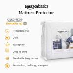 Amazon Basics Waterproof 18 inch Mattress Protector King Size, Breathable, Machine Washable, White