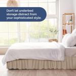 Wrap Around Dust Ruffle Bed Skirt - Cream - for Queen Size Beds with 15 in. Drop – Easy Fit Elastic Strap - Pleated Bedskirt with Brushed Fabric - Wrinkle Free, Machine Wash - by CGK Linens