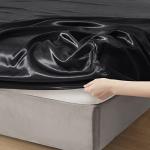 Counfeisly 2 Pieces Satin Twin Fitted Sheet & Pillowcase Set, Luxury Silky Soft Satin Bed Sheets with 1 Deep Pocket Fitted Sheet - 16" Deep Pocket Sheets, 1 Pillowcase, Black