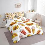 Feelyou Hamburger Print Comforter Set 7 Pieces Twin Size Pizza Cola Hot Dog Bed in A Bag for Kids Children Fast Food Theme Bedding Set Funny Delicious Food Bed Set with Sheets Bedroom Decor