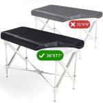 Massage Table Cover, Silky Massage Table Sheets(36" W x 77" L x 7" D), Reusable Spa Bed Sheets Salon Table Protective Cover, Satin & Wrinkle-Resistant, Machine Washable, Black