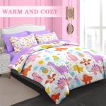 Pamnest Comforter Set Twin Size, Cute Dinosaur 5 Pcs Bedding for Kids and Adults, Love Rainbow Happy Bed Sheet Sets with Fitted Sheet Pillowcase & Sham for Bedroom Bed Decor