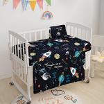 Datura Home Crib Bedding Set - 3pcs Nursery Crib Bedding with Comforter, Sheet & Skirt, Watercolor Butterfly Printed for Baby Boys and Girls