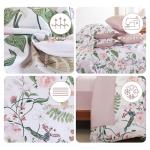 Anibedding 7Pieces Floral Queen Size Comforter Set, Garden Plant Style Bed in a Bag Pink Flower Bedding Comforter Set with Pillow Case for Bedroom