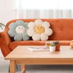 Novabright 2 Pcs Smile Flower Throw Pillows 15 Blue Flower Throw Pillows Decorative Daisy Floor Seating Cushion Aesthetic Cute Seat Cushion for Bed Sofa Couch Home Living Room Bedroom Chair