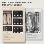 TRZZ 4-Pack Bed Sheet Organizers and Storage, Foldable Linen Bins with Window and Labels, Bedding Holder for Queen/King Duvet Covers, Keeps Bedding Neatly Organized and Accessible (Black)