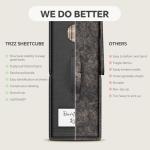 TRZZ 4-Pack Bed Sheet Organizers and Storage, Foldable Linen Bins with Window and Labels, Bedding Holder for Queen/King Duvet Covers, Keeps Bedding Neatly Organized and Accessible (Black)