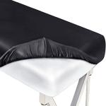 Massage Table Cover, Silky Massage Table Sheets(36" W x 77" L x 7" D), Reusable Spa Bed Sheets Salon Table Protective Cover, Satin & Wrinkle-Resistant, Machine Washable, Black