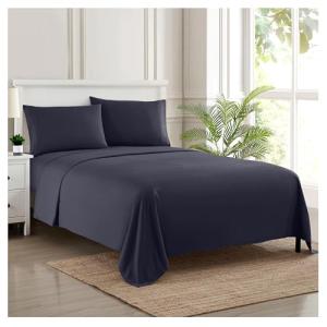 1800 Thread Count Sheet Set – Soft Egyptian Quality Brushed Microfiber Sheets – Luxury Bedding Set with Flat Sheet, Fitted Sheet, 2 Pillow Cases, Navy