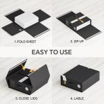 TRZZ 4-Pack Bed Sheet Organizers and Storage, Foldable Linen Bins with Window and Labels, Bedding Holder for Queen/King Duvet Covers, Keeps Bedding Neatly Organized and Accessible (Black)