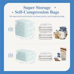 Compression Storage Bags for Bedding, 68L Ultra Space Saving Self Compression Organizer with Transparent Window, Used for Storing Comfortable Blankets,Bedding,Pillows,Clothes (Blue 21x16x11 in)