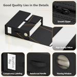 TRZZ 4-Pack Bed Sheet Organizers and Storage, Foldable Linen Bins with Window and Labels, Bedding Holder for Queen/King Duvet Covers, Keeps Bedding Neatly Organized and Accessible (Black)