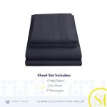 1800 Thread Count Sheet Set – Soft Egyptian Quality Brushed Microfiber Sheets – Luxury Bedding Set with Flat Sheet, Fitted Sheet, 2 Pillow Cases, Navy