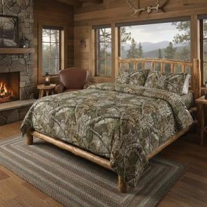 Northwest Realtree Full Size, Bed in a Bag Set, 1 Comforter, 1 Fitted Sheet, 1 Flat Sheet, 2 Pillowcases, All Seasons, Camo Bedding, APX