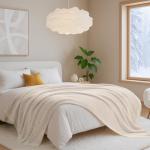 Buttery Ivory Reversible Throw Blanket 50x60 inches
