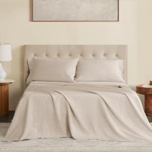 DAPU 100% French Linen King Bed Sheet Set