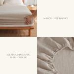 DAPU 100% French Linen King Bed Sheet Set