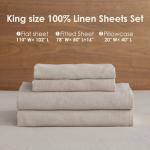 DAPU 100% French Linen King Bed Sheet Set