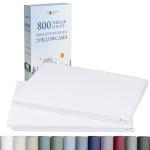 Heirloom Soft, Smooth & Thick Certified 800 Thread Count 100% Cotton Sateen is Superior to Egyptian Cotton Claims, 2 White Standard Pillowcases Fits Standard & Queen Size Pillows (Bright White)