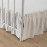 Tufted Dot Bed Skirt Full Size Ruffled Bed Skirt with Split Corners, 14 Inch Drop Dust Ruffle Bed Skirts with Platform, Ivory