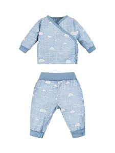 Under the Nile Organic Cotton Muslin Side Snap Top & Pant Set - Clouds - 3-6 Months