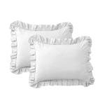 FMLIUY Ruffle Pillow Cases Standard Size Set of 2 –Soft Wrinkle Resistant Brushed Microfiber Ruffled Pillowcases –Envelope Pillow Shams Cover Festive Gift for Hotels,Guest Rooms 20x26 Inch (White)