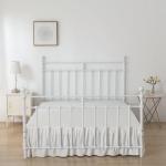 Tufted Dot Bed Skirt Full Size Ruffled Bed Skirt with Split Corners, 14 Inch Drop Dust Ruffle Bed Skirts with Platform, Ivory