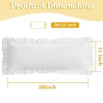 KKJIAF White Lumbar Pillow Covers 14x36 Inch Set of 1, Microfiber Ruffled Pillow Shams, Ruffle Euro Sham Pillow Covers Lumbar Pillow Case for Couch Bed Livingroom